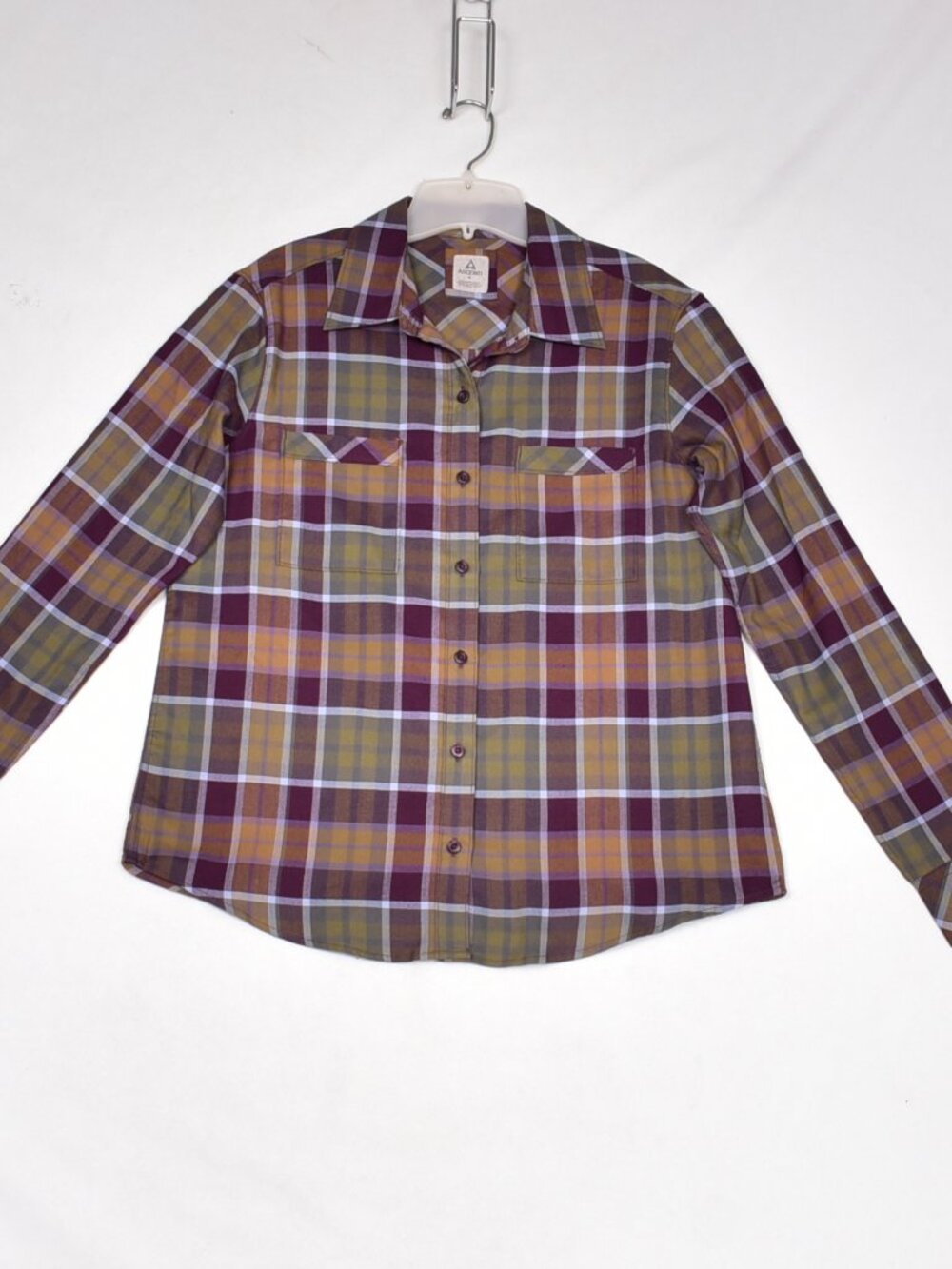 Ascend Women's Plaid Button Up Blouse Size Medium